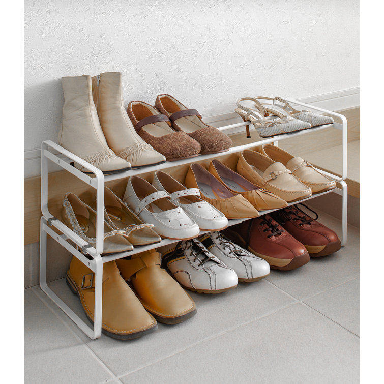 Yamazaki Home Adjustable Shoe Rack Spacesaving Storage Solution Steel Expandable Stackable